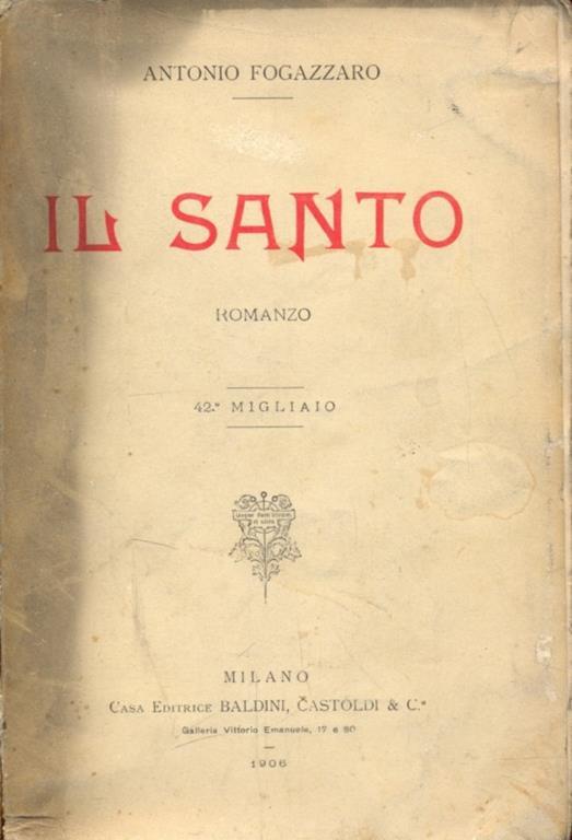 Il santo - Antonio Fogazzaro - copertina