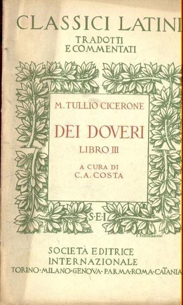 Dei doveri libro III - M. Tullio Cicerone - copertina
