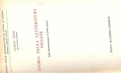 Storia della letteratura inglese  - Carlo Izzo - copertina