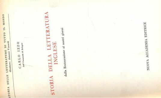 Storia della letteratura inglese  - Carlo Izzo - copertina