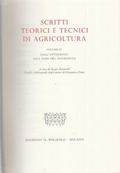 Scritti teorici di Agricoltura Vol. 3 - Sergio Zaninelli - copertina
