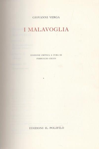 I Malavoglia - Giovanni Verga - copertina
