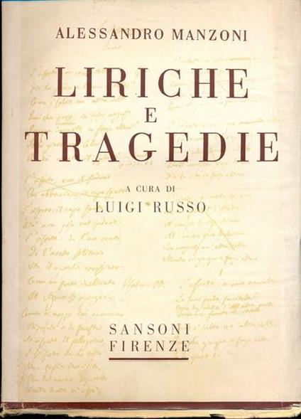 Liriche e tragedie - Alessandro Manzoni - copertina