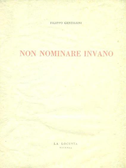 Non nominare invano - Filippo Gentiloni - copertina