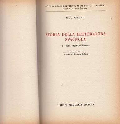 Storia della letteratura spagnola: dalle origini al Barocco - Ugo Gallo - copertina