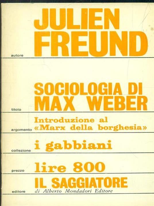 Sociologia di Max Weber - copertina