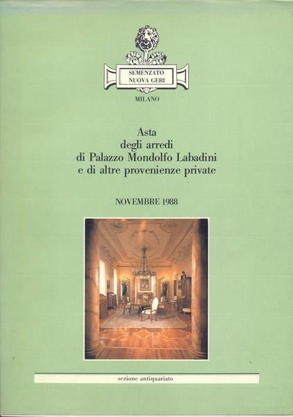 Asta degli arredi Palazzo Modolfo Labadini novembre 1988 - copertina