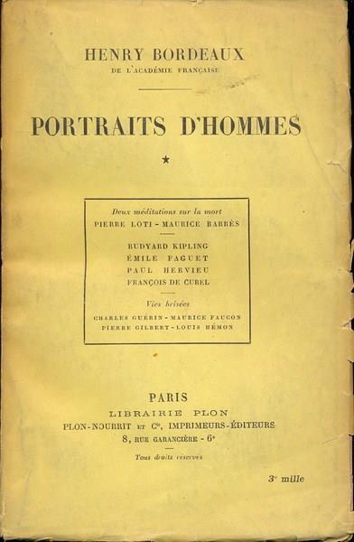 Portraites d'hommesvol.1 1. In linguafrancese - Henry Bordeaux - copertina