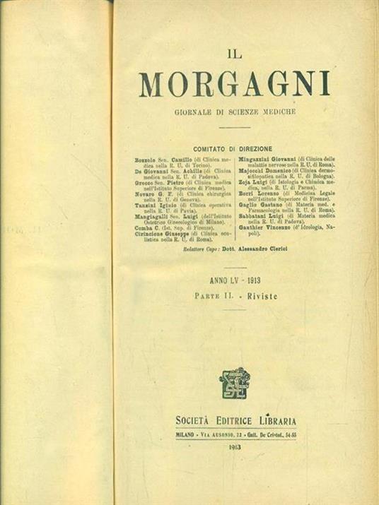 Il Morgagni. Anno LV. 1913. Parte II. Riviste - copertina