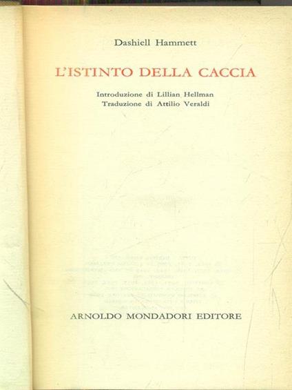 L' istinto della caccia - Dashiell Hammett - copertina