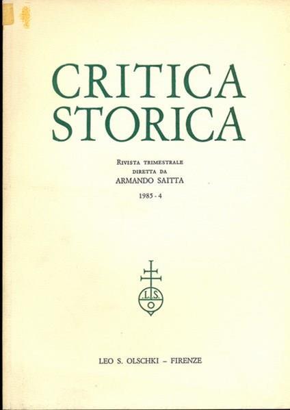 Critica storica n. 4/1985 - copertina