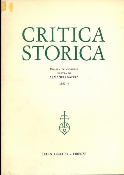 Critica storica n. 4/1985 - copertina