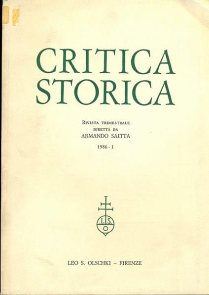Critica storica n. 1/1986 - copertina