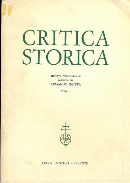 Critica storica n. 1/1986