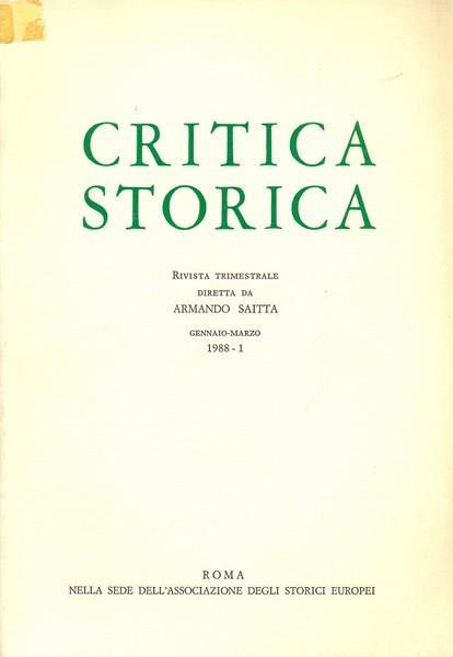 Critica storica n. 1/1988 - copertina