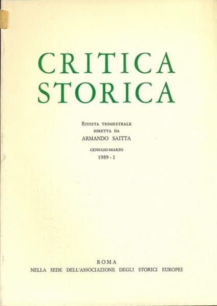 Critica storica n. 1/1989 - copertina