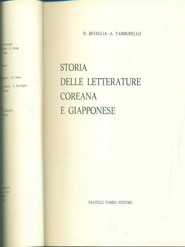 Storia delle letterature coreana e giapponese