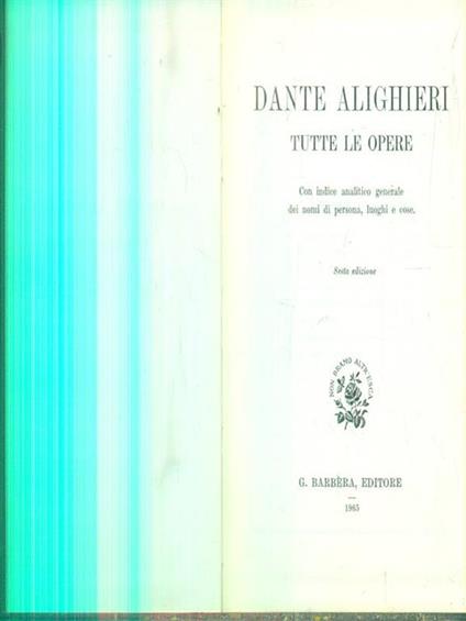 Tutte le opere - Dante Alighieri - copertina