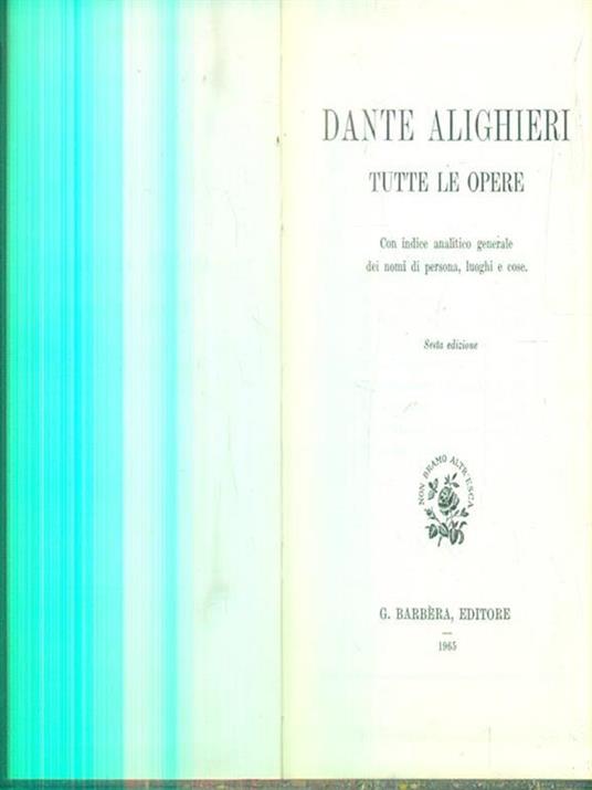 Tutte le opere - Dante Alighieri - copertina