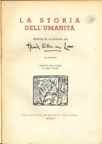 La storia dell'umanità - Hendrik Willem Van Loon - copertina