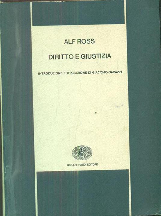 Diritto e giustizia - Alf Ross - copertina
