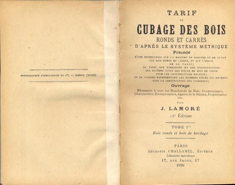 Tarif du cubage des bois. In lingua francese
