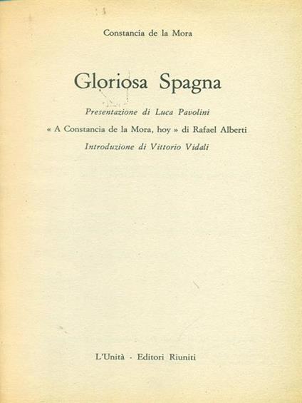 Gloriosa Spagna - Constancia de La Mora - copertina