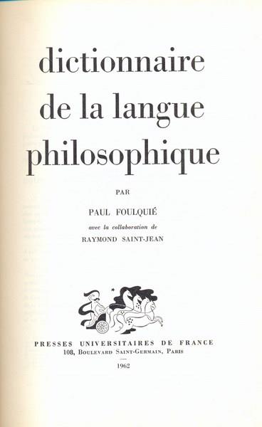 Dictionnaire de la langue philosophique. In lingua francese