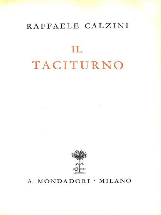 Il taciturno - Raffaele Calzini - copertina
