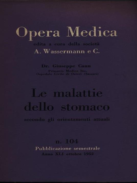 Le malattie dello stomaco - Giuseppe Canu - copertina