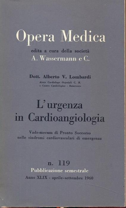 L' urgenza in cardioangiologia - Alberto V. Lombardi - copertina