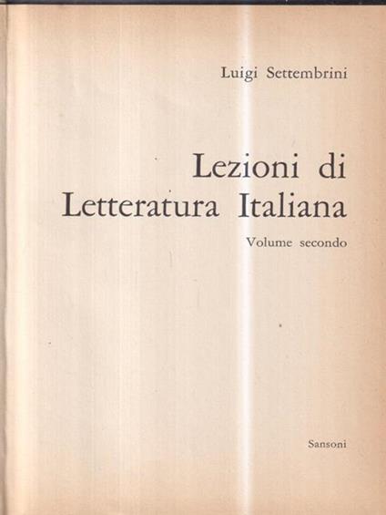 Lezioni di letteratura italiana vol. 2 - Luigi Settembrini - copertina
