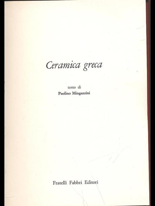 Ceramica greca - Paolino Mingazzini - copertina