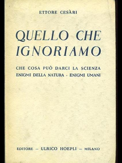 Quello che ignoriamo - copertina