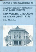 Université privée et formation de la classe dirigeante: l'exemple de l'Université L. Bocconi
