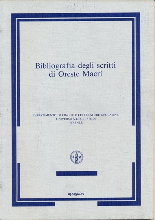 Bibliografia degli scritti di Oreste Macrì - copertina