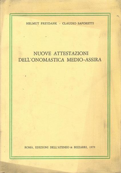 Nuove attestazioni dell'onomastica medio assira - copertina