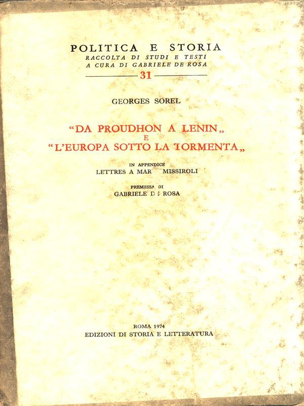Da Proudhon a Lenin-L'Europa sotto la tormenta-Lettres à Mario Missiroli