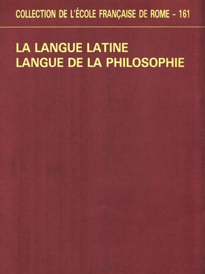 La langue latine langue de la philosophie - copertina