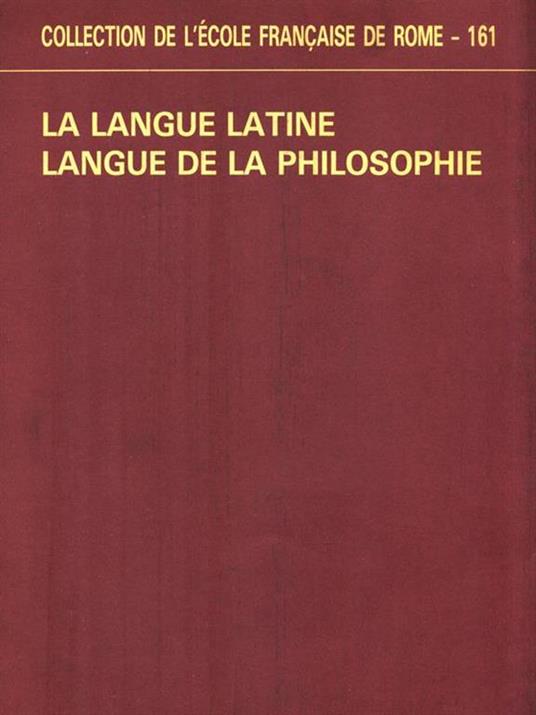 La langue latine langue de la philosophie - copertina