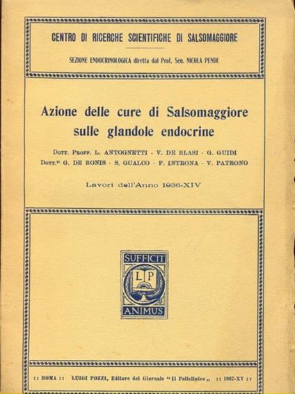 Azione delle cure di Salsomaggiore sulle glandole endocrine - copertina