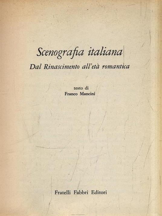 Scenografia italiana dal rinascimento all'età romantica - Franco Mancini - copertina