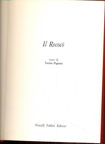 Il Rococò - Terisio Pignatti - copertina