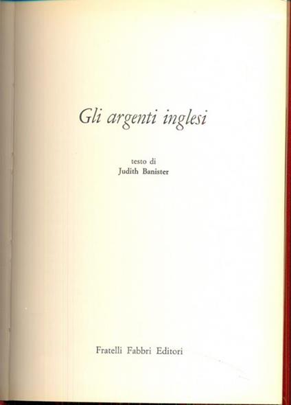 Gli argenti inglesi - Judith Banister - copertina