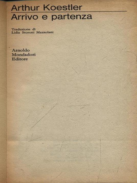 Arrivo e partenza - Arthur Koestler - copertina