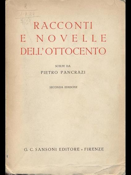 Racconti e novelle dell'Ottocento - Pietro Pancrazi - copertina