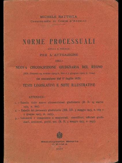 Norme processuali - Michele Battista - copertina