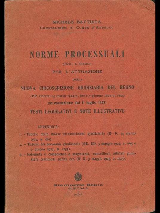 Norme processuali - Michele Battista - copertina