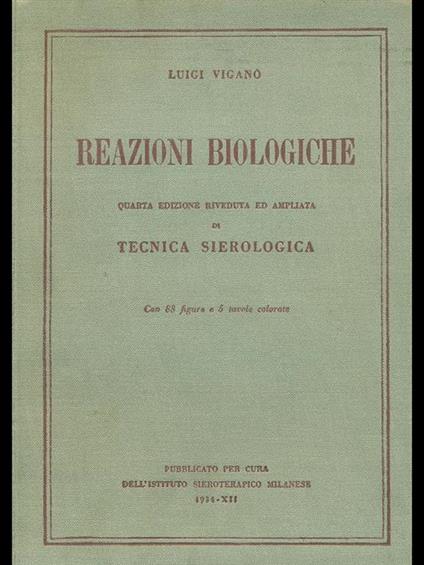Reazioni biologiche - Luigi Viganò - copertina