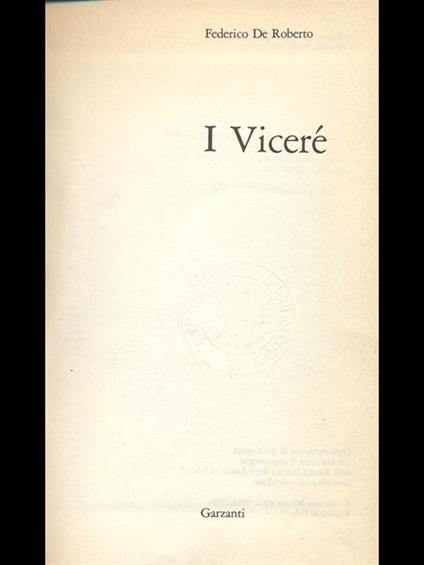 I vicerè - Federico De Roberto - copertina